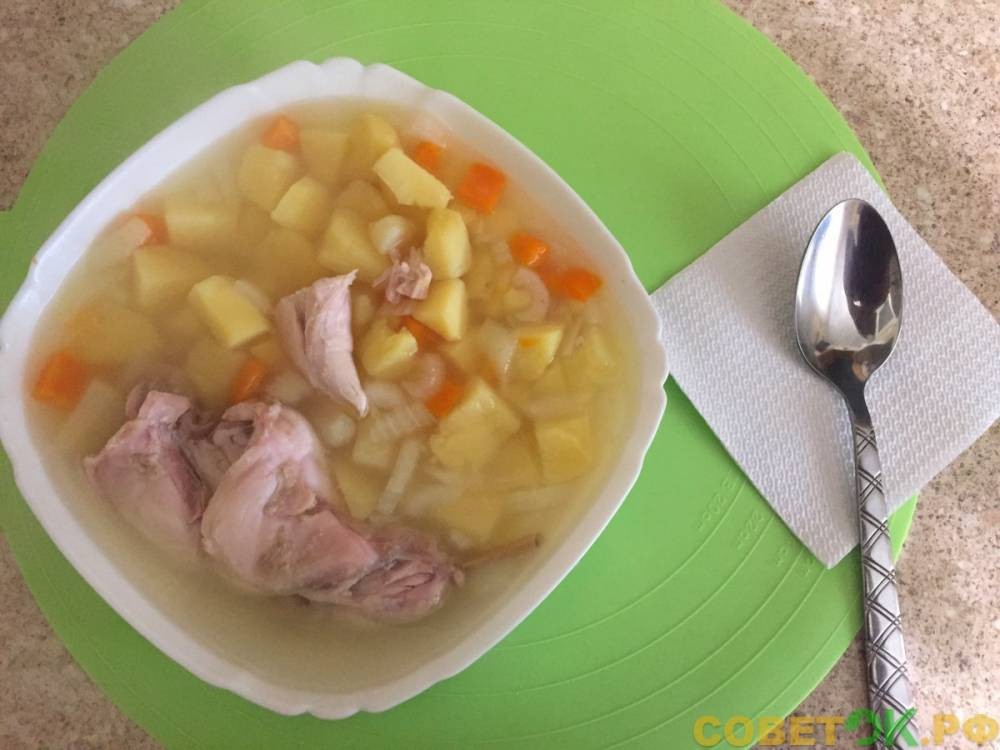 Диетическое питание: Суп на бульоне из кролика